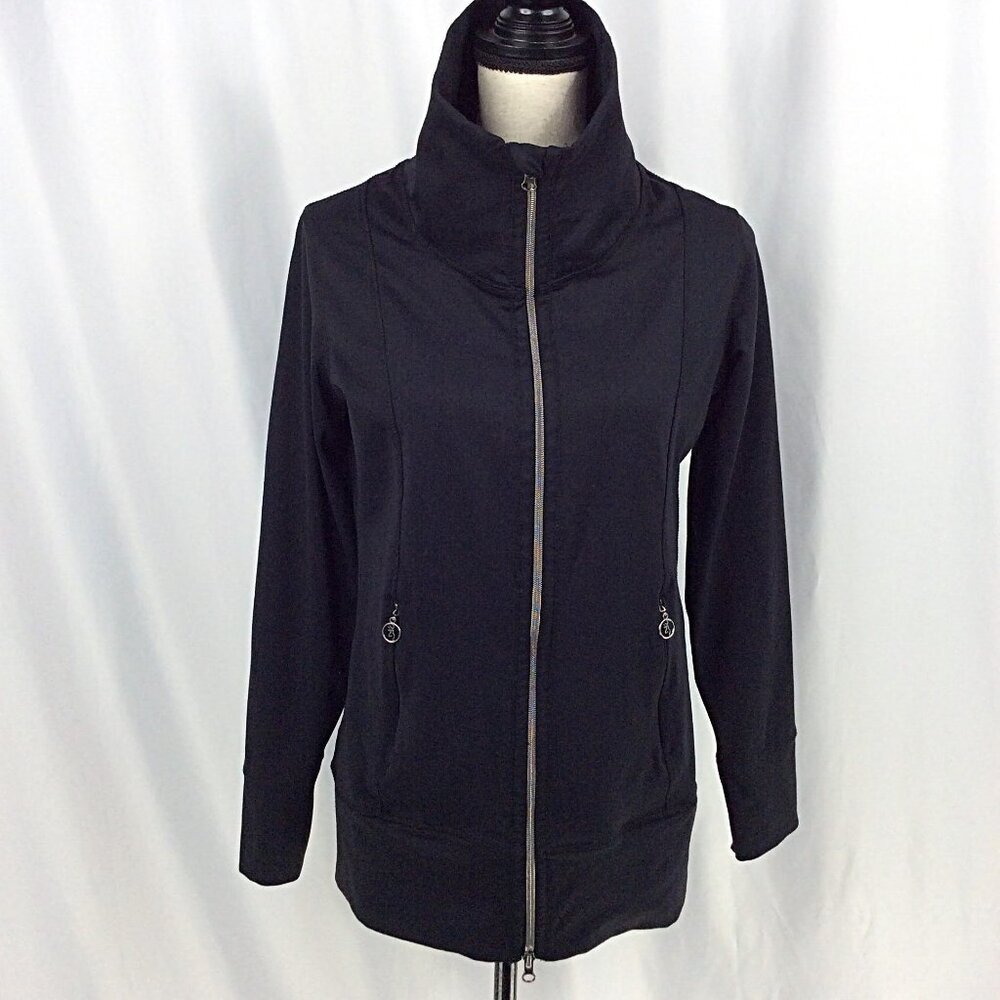 Browning Sweatshirt Jacket Womens‎ Size Medium Black Full Zip Collard Stretch